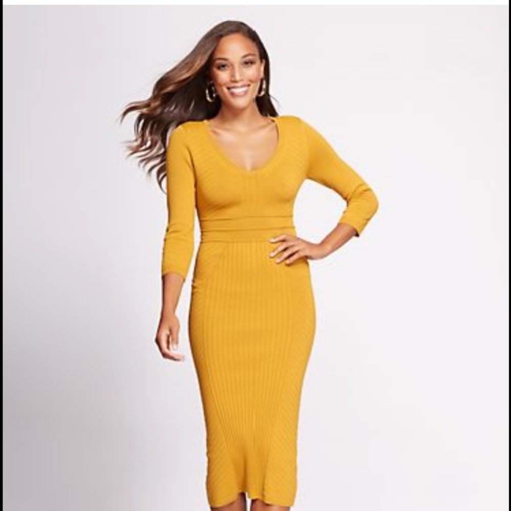 Gold knit dress